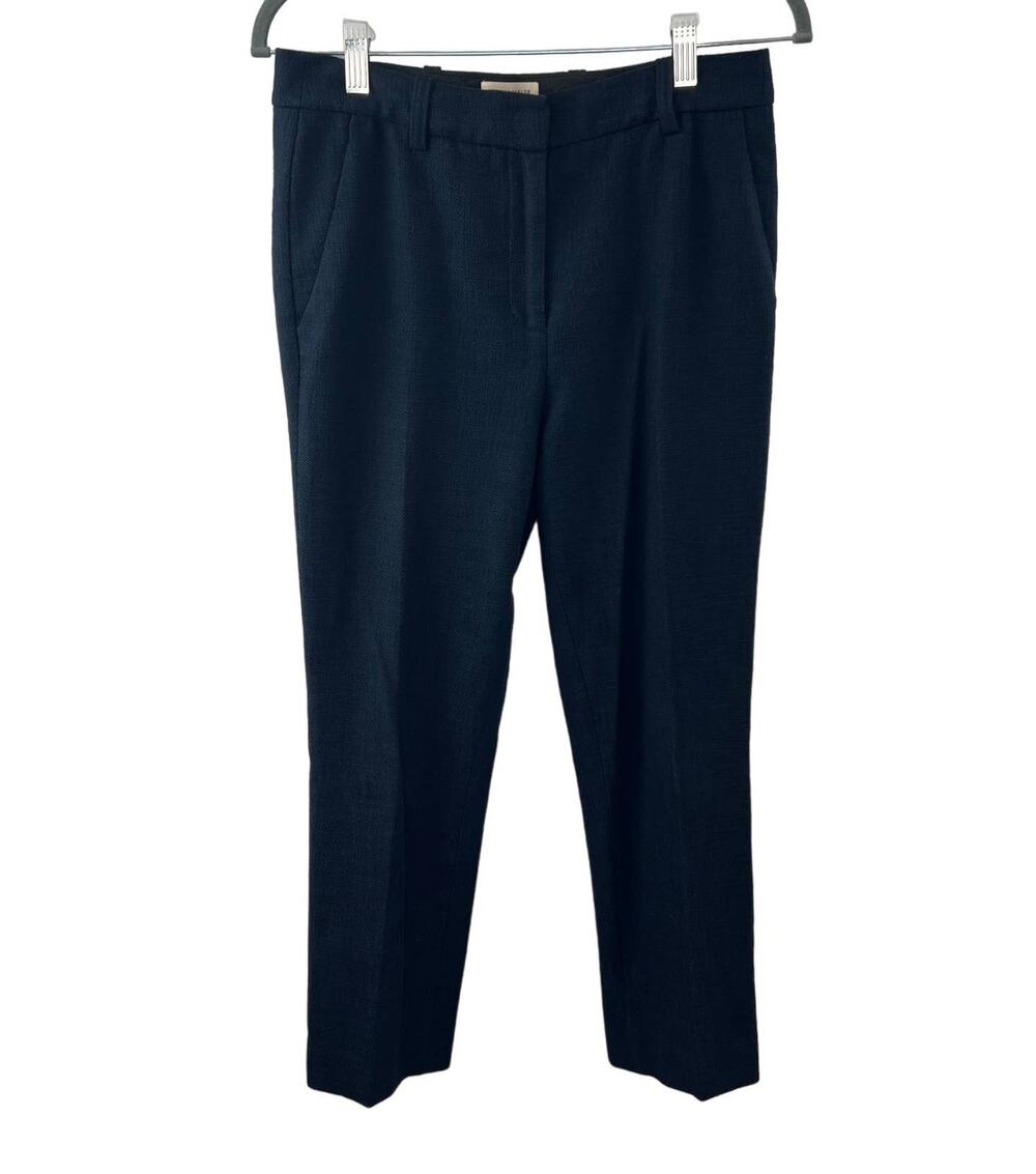Rebecca Taylor Navy Blue Cotton Blend Tapered Ankle Trousers High Rise Pants 4 S